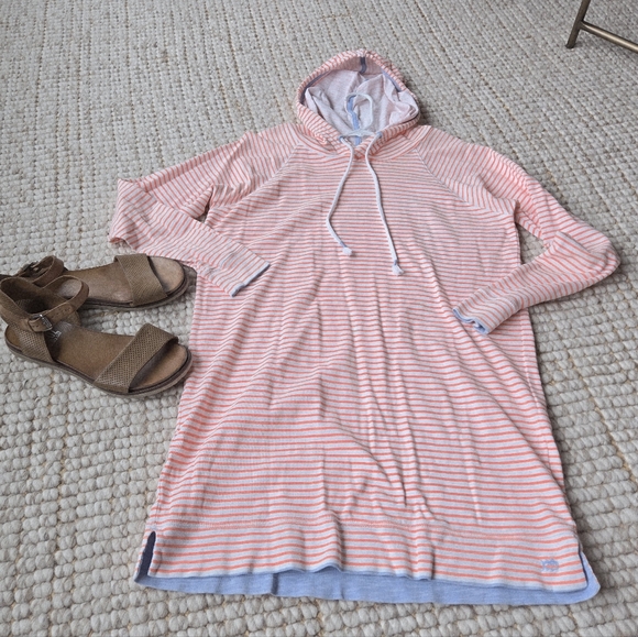Southern Tide S Striped Orange Hooded Long Sleeve Mini Dress Cotton Spring Beach - Picture 13 of 14